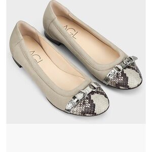 AGL Monica Cap Toe Ballet Flat Marble Animal Print
